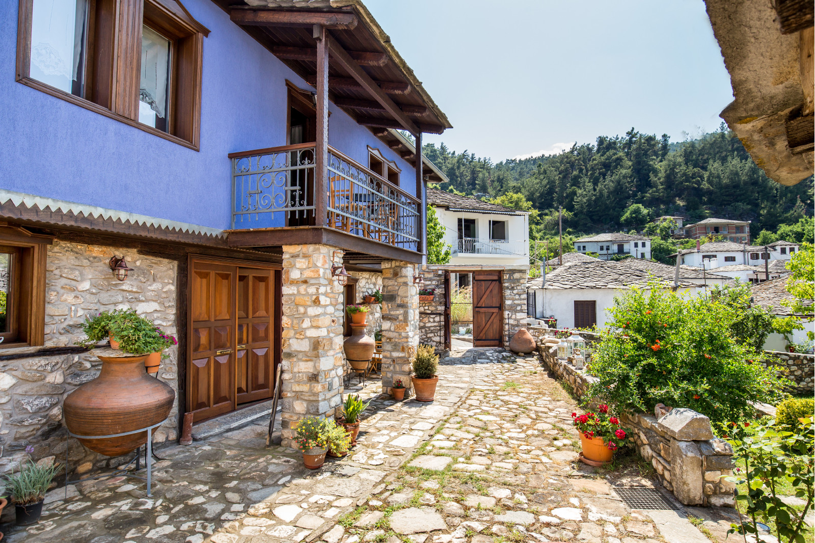 Exterior, courtyard, and village view 28 at Maroyda Stonehouse in Panagia, Thassos