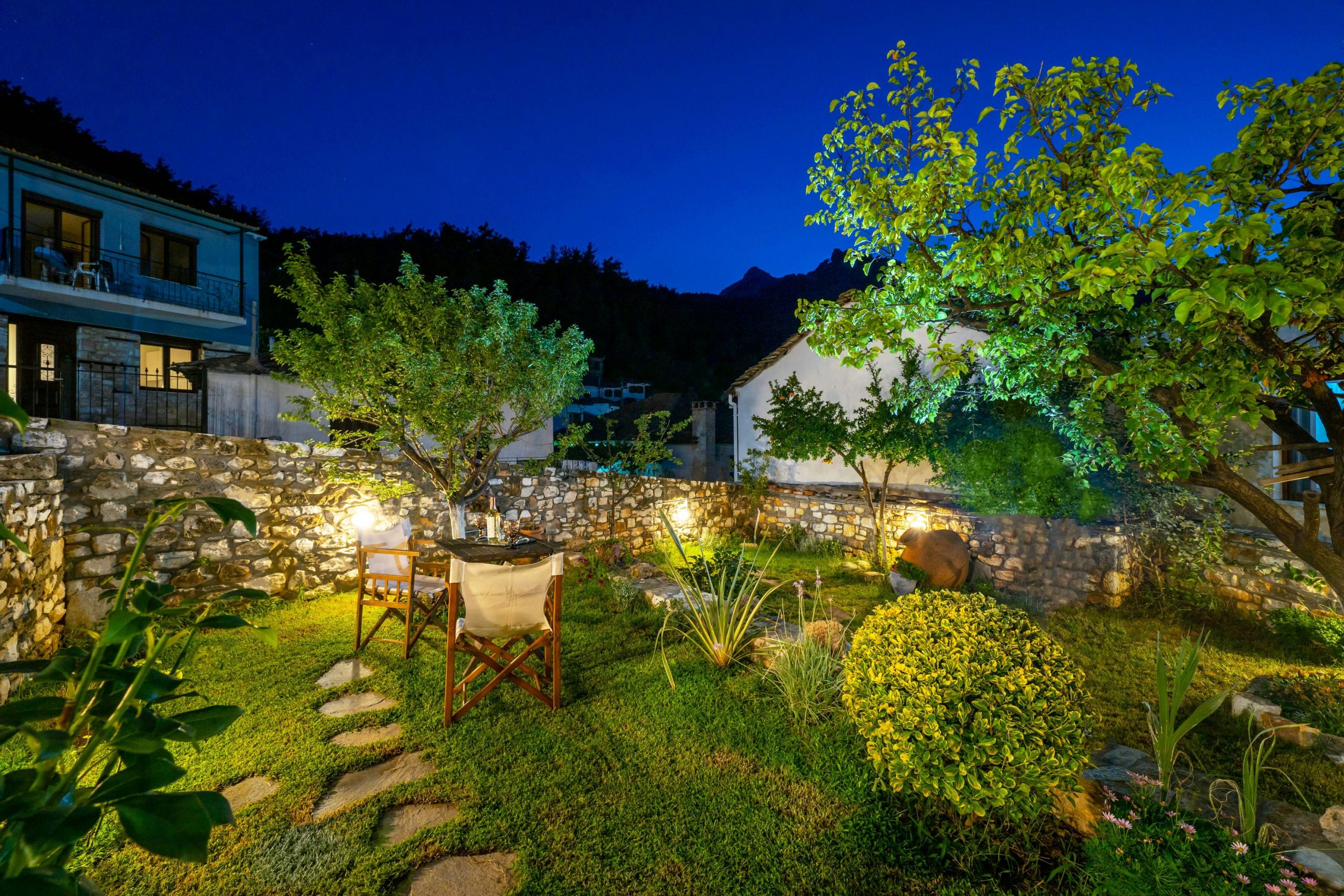 Exterior, courtyard, and village view 2 at Maroyda Stonehouse in Panagia, Thassos